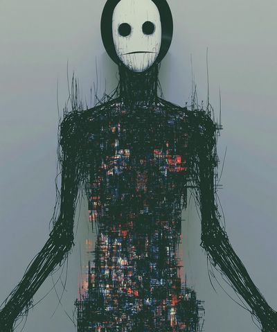 Abstract Humanoid Glitch Poster.