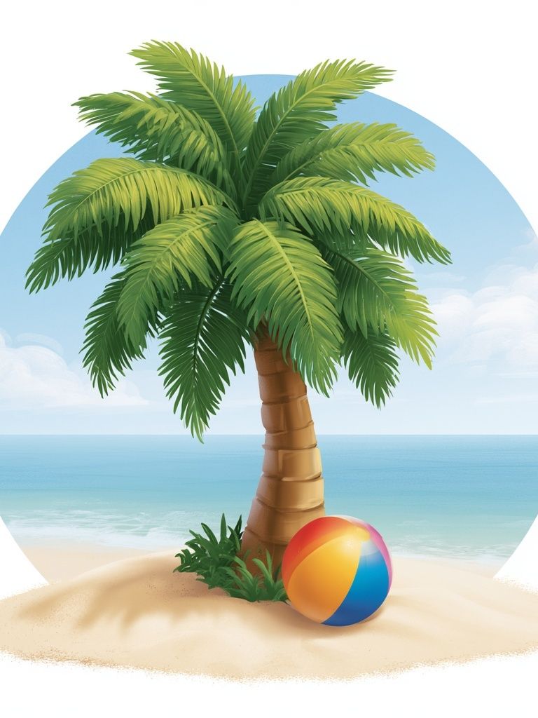 Tropical Palm Beach Illustration Poster. poster — illustration art