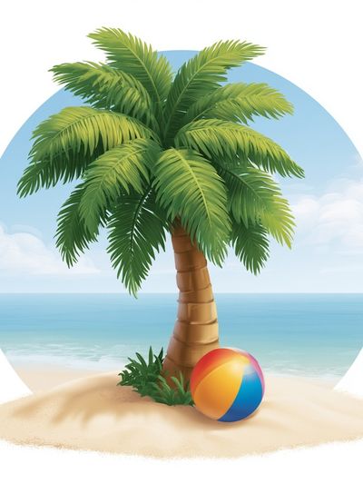 Tropical Palm Beach Illustration Poster.