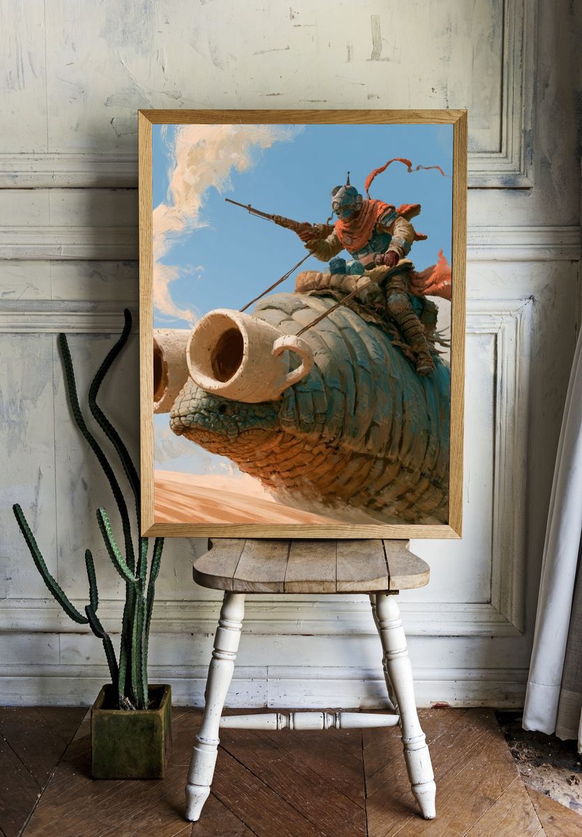 Desert Rider Fantasy Illustration Poster. — room view 1