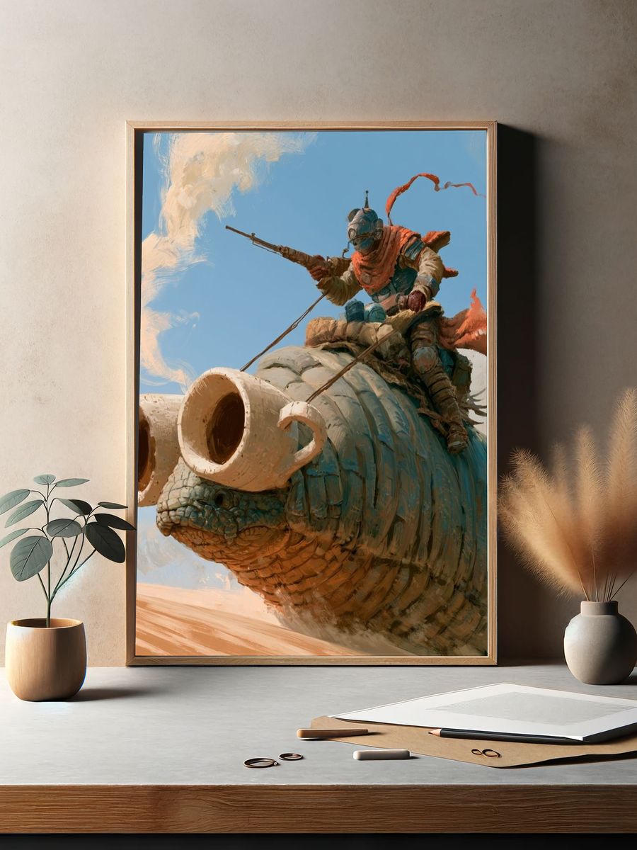 Desert Rider Fantasy Illustration Poster. — room view 2