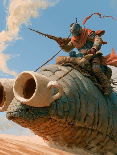 Desert Rider Fantasy Illustration Poster. poster