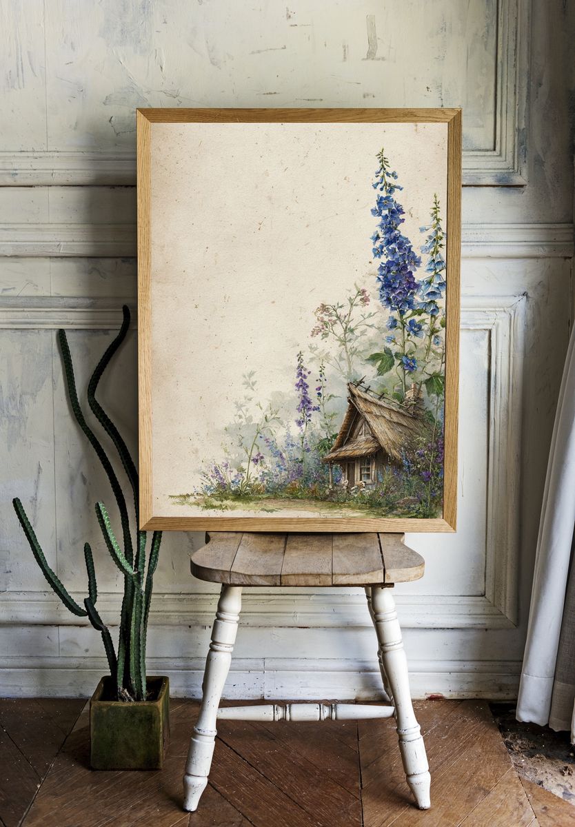 Cottage Garden Watercolor Print. room preview
