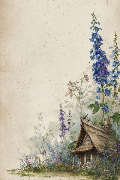 Cottage Garden Watercolor Print. poster