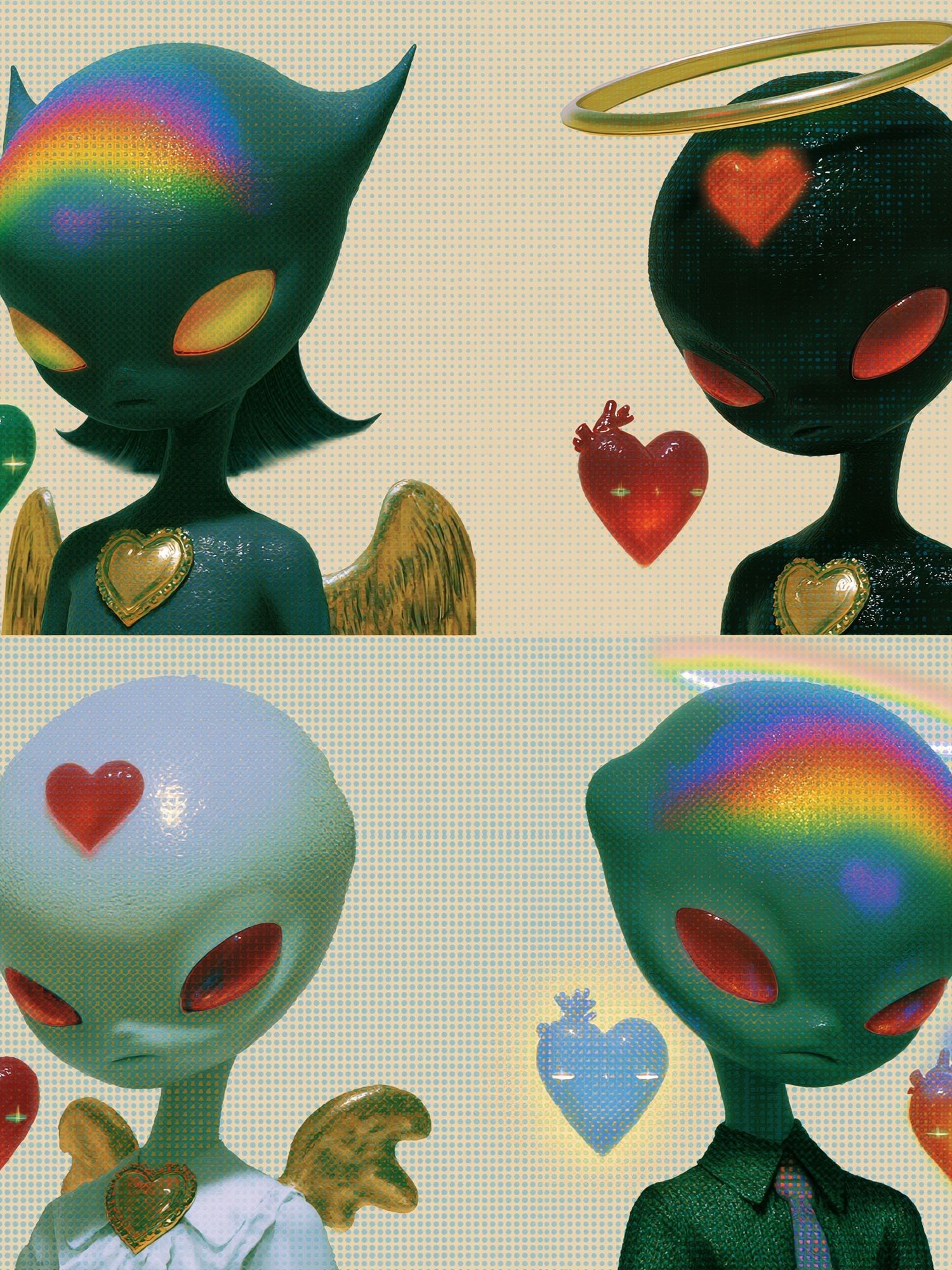 Rainbow Alien Angels Poster. poster — illustration art