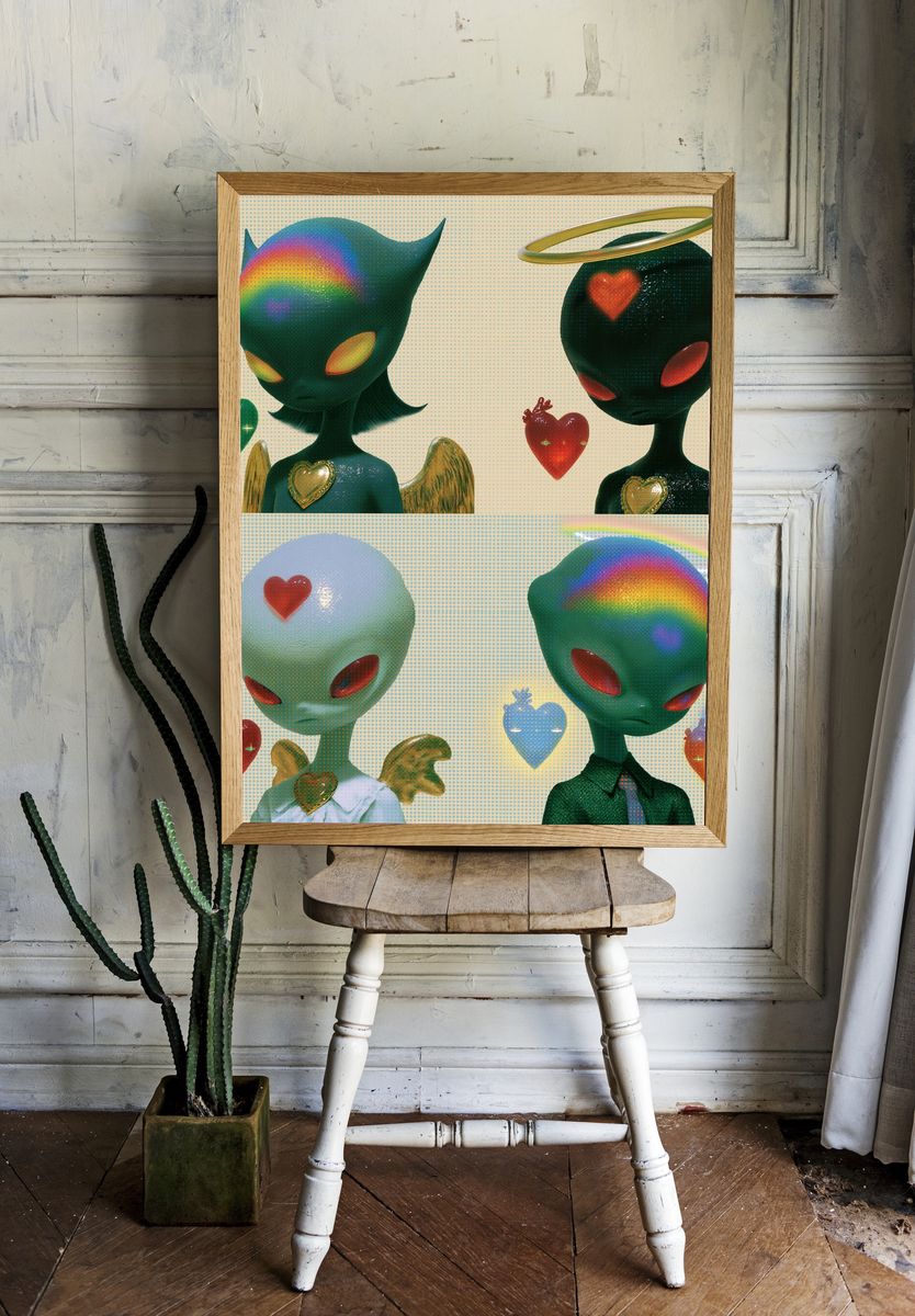 Rainbow Alien Angels Poster. room preview