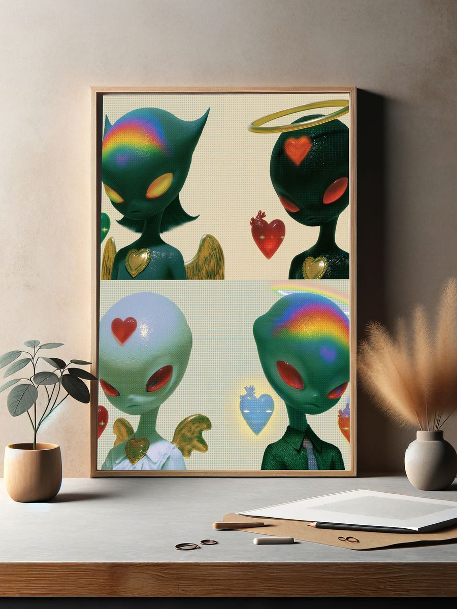 Rainbow Alien Angels Poster. — room view 2