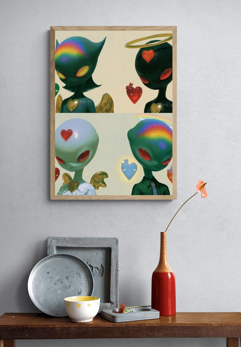Rainbow Alien Angels Poster. — room view 3