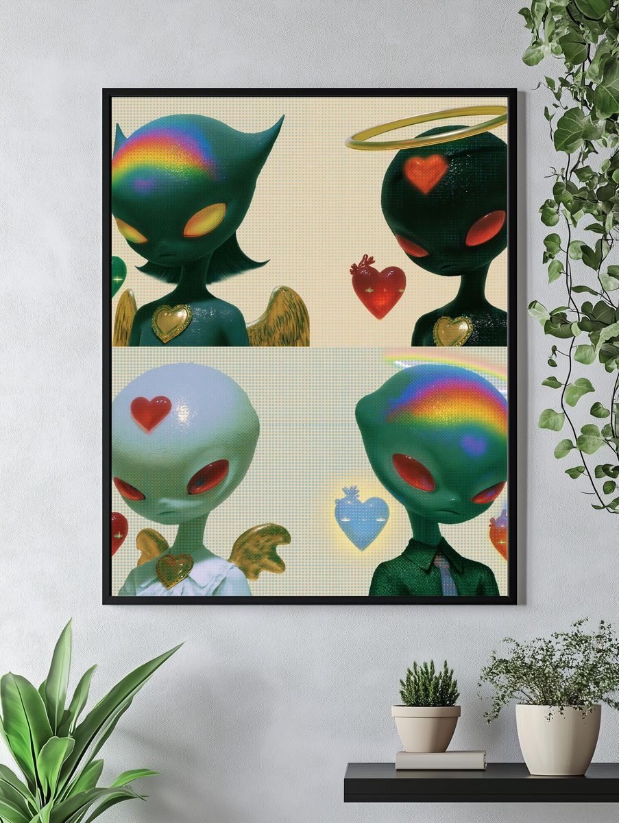 Rainbow Alien Angels Poster. — room view 4