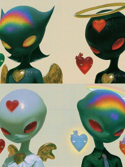 Rainbow Alien Angels Poster. poster