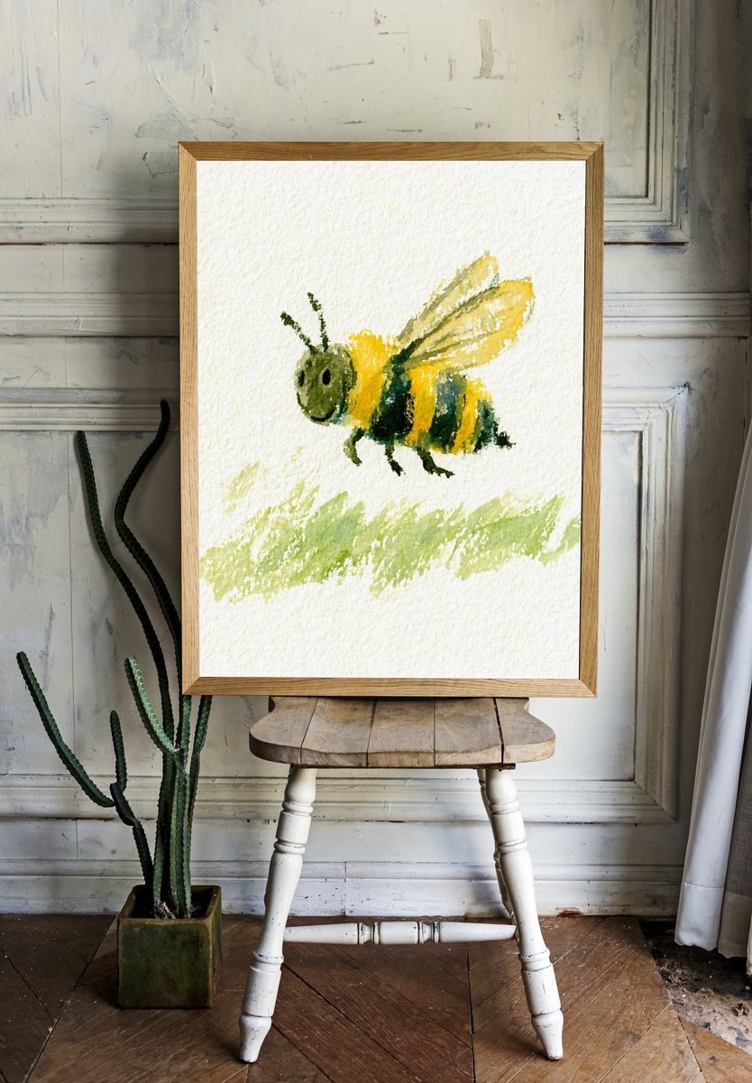Watercolor Bee Illustration Poster. — room view 1