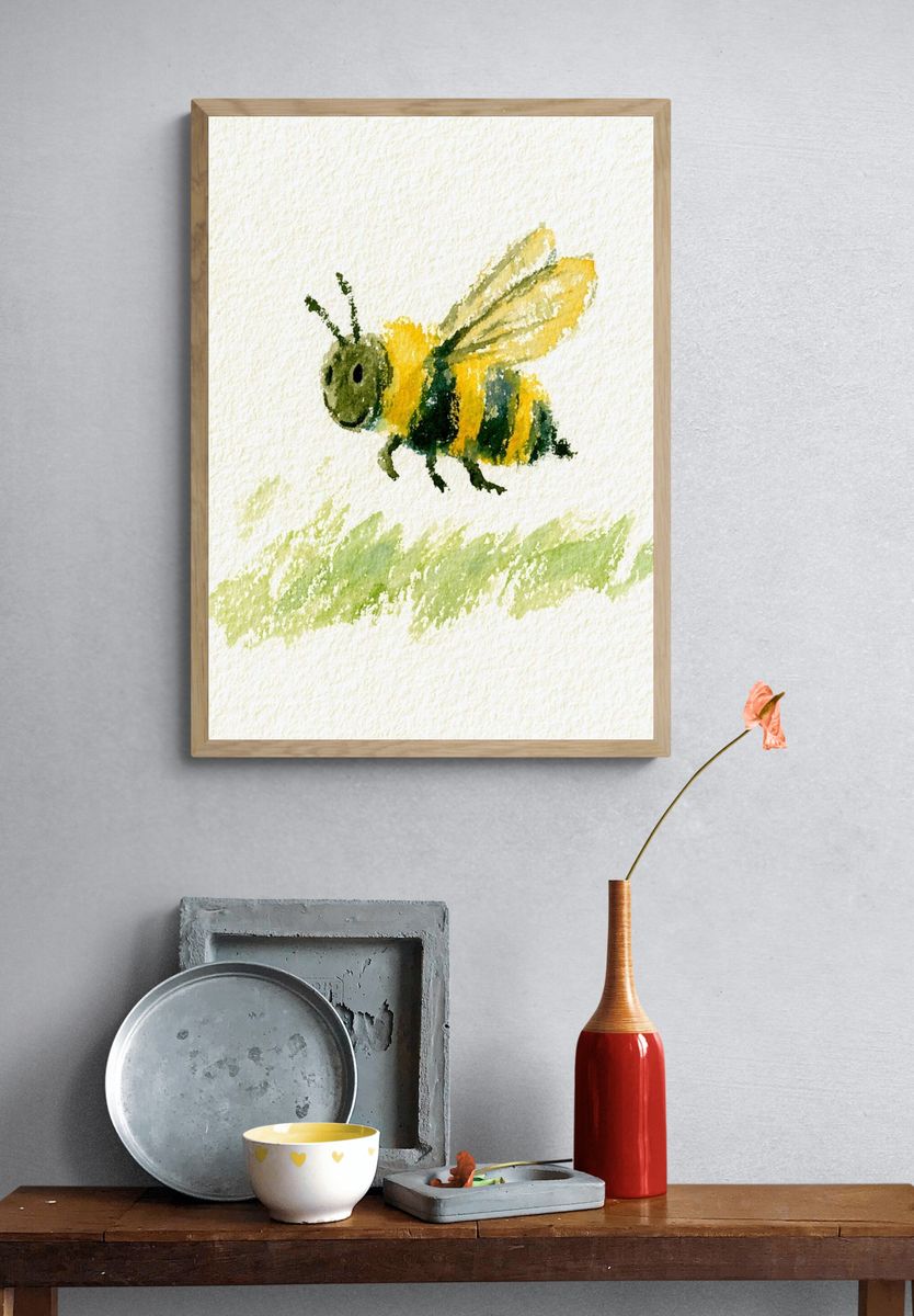 Watercolor Bee Illustration Poster. — room view 3