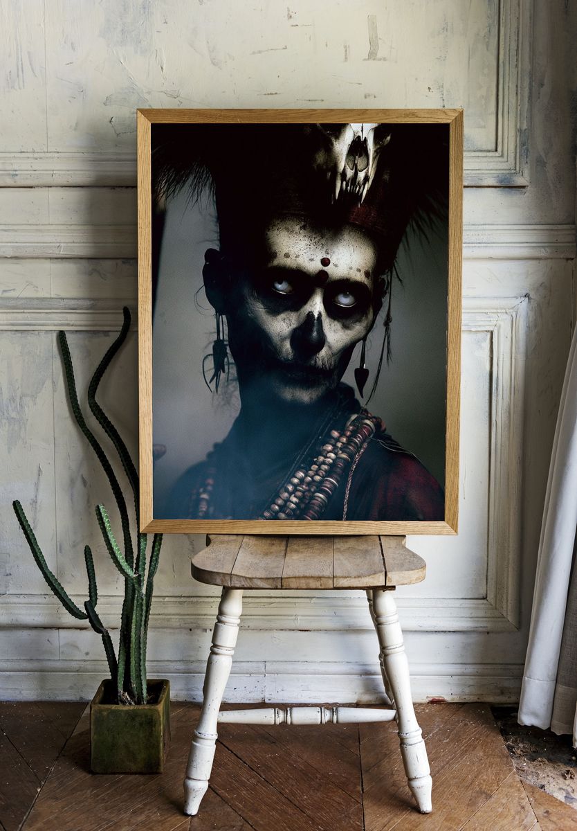 Dark Skull Ritual Portrait Poster. room preview