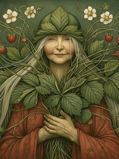 Strawberry Forest Woman Illustration Poster. poster