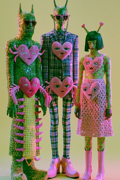 Surreal Heart Figures Illustration Poster.