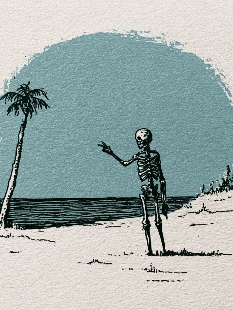 Skeleton Beach Illustration Poster. poster detail