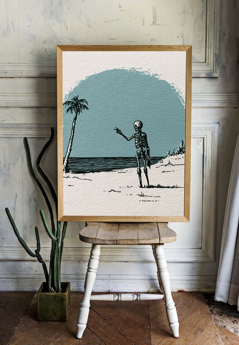 Skeleton Beach Illustration Poster. — room view 1