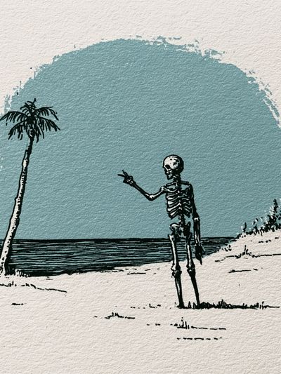 Skeleton Beach Illustration Poster.