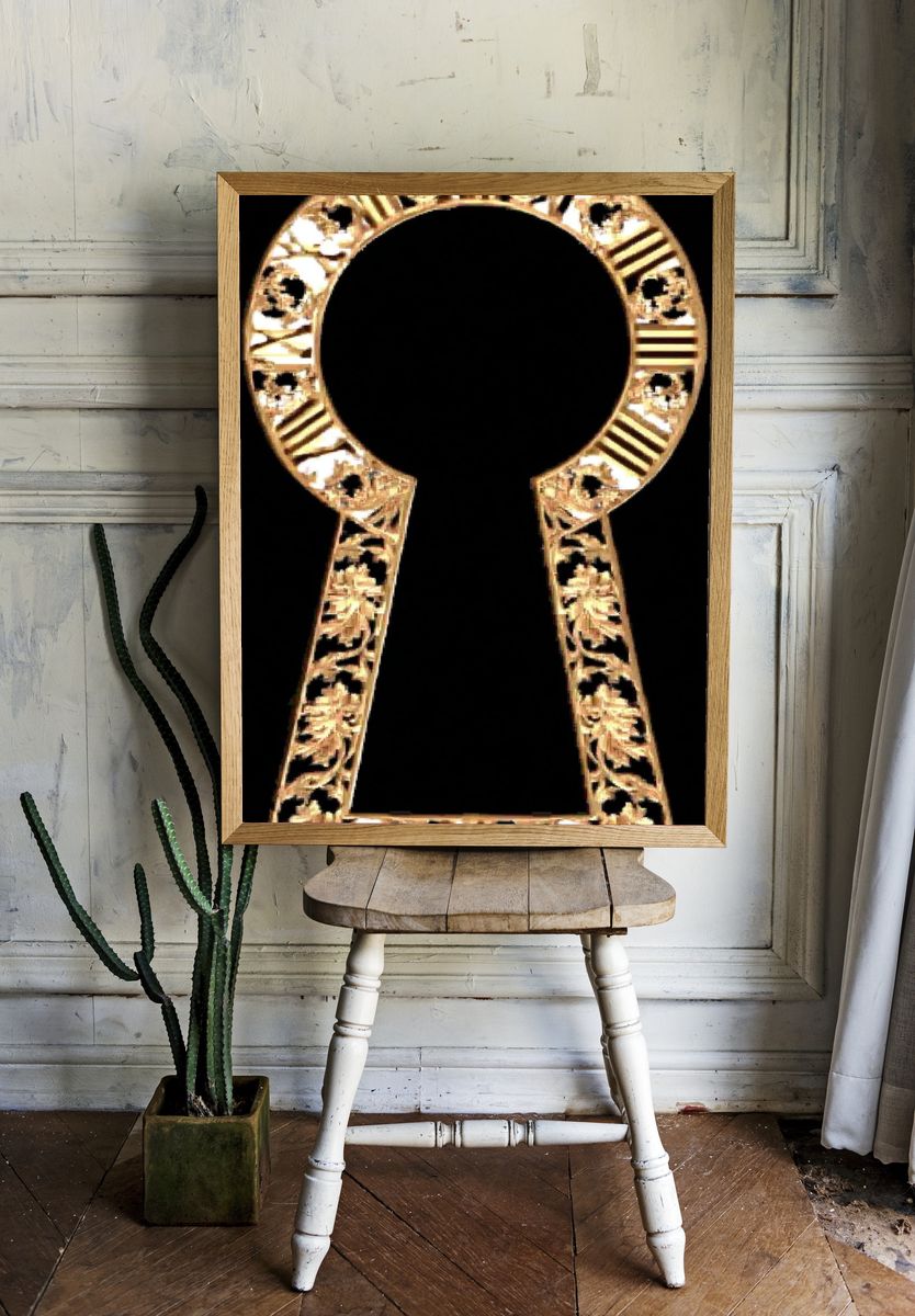 Ornate Keyhole Silhouette Print. — room view 1