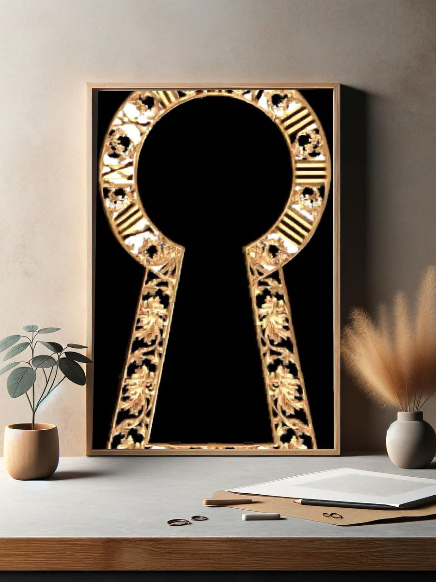 Ornate Keyhole Silhouette Print. — room view 2