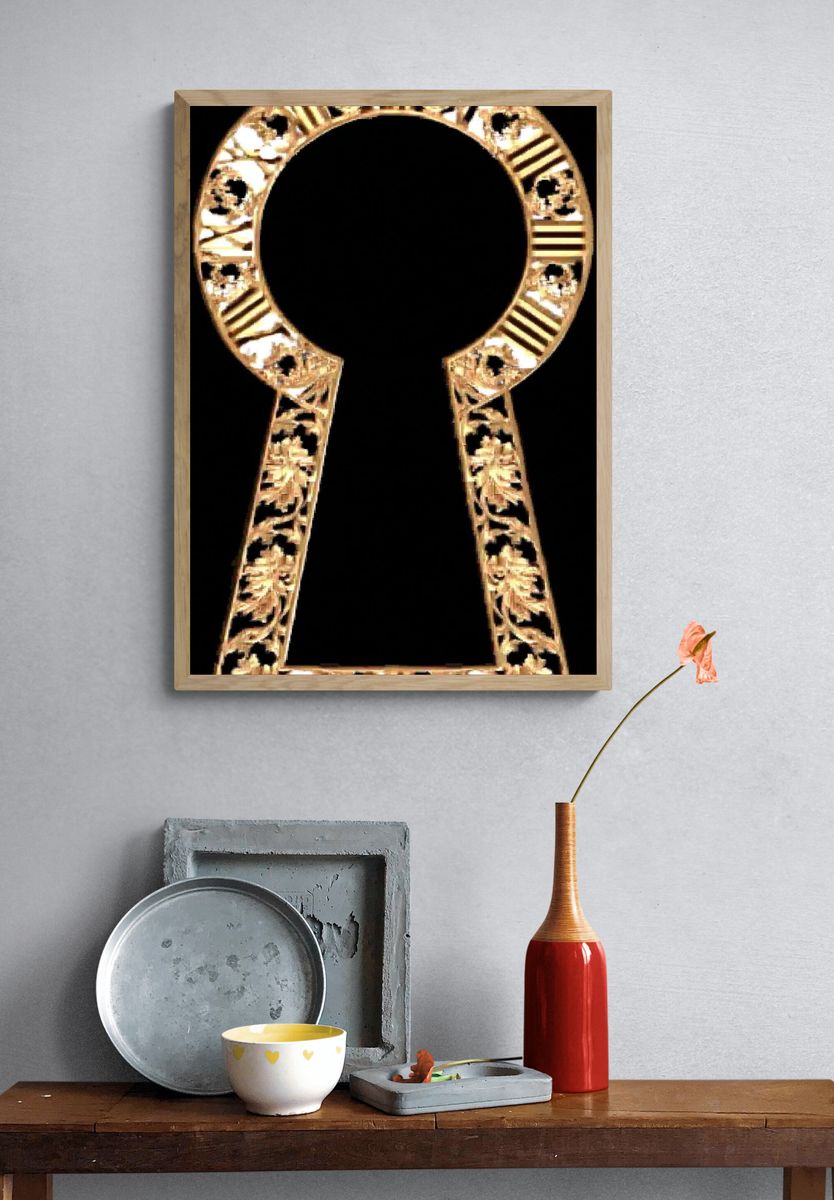 Ornate Keyhole Silhouette Print. — room view 3