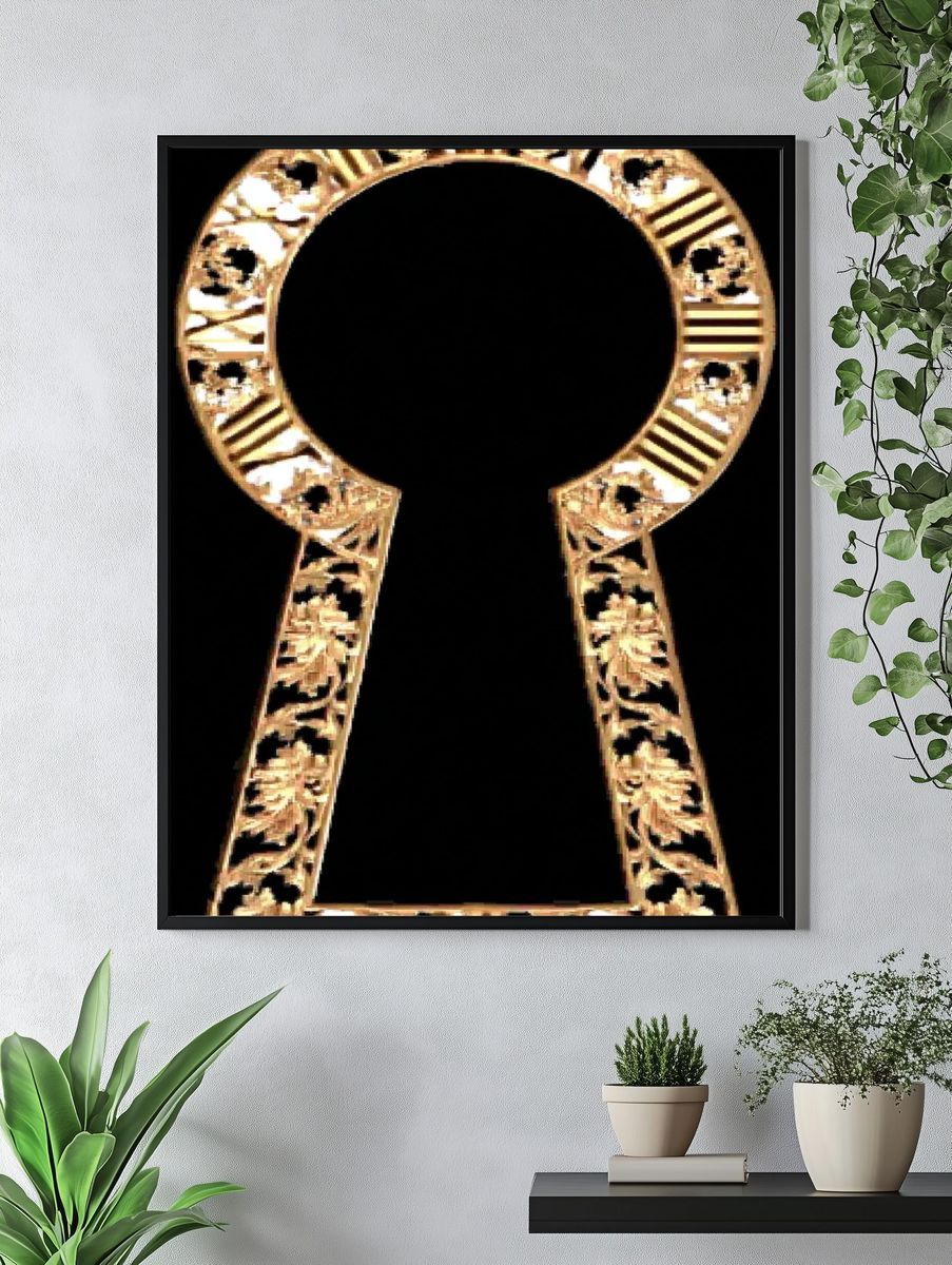 Ornate Keyhole Silhouette Print. — room view 4