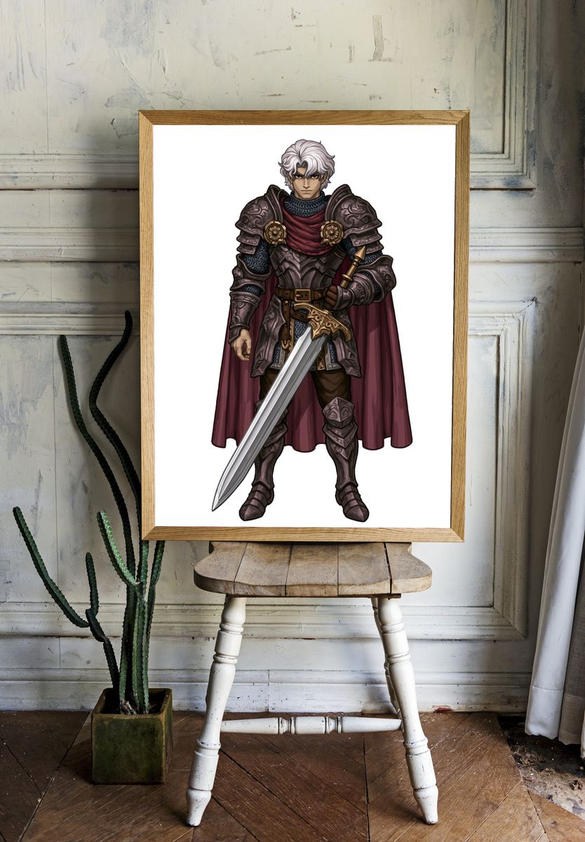 Armored Fantasy Warrior Poster. — room view 1