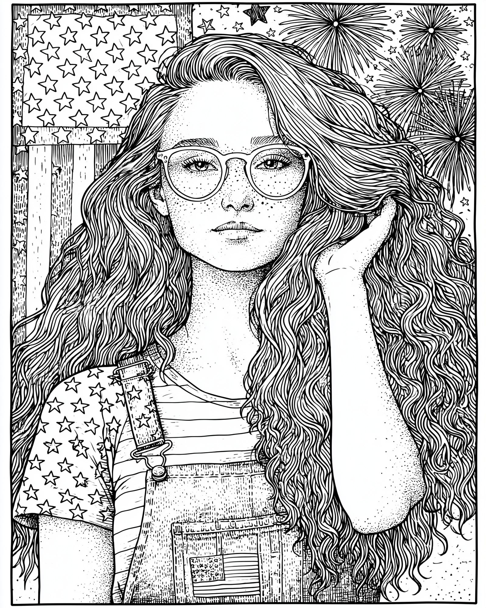Patriotic Girl Portrait Print. poster detail