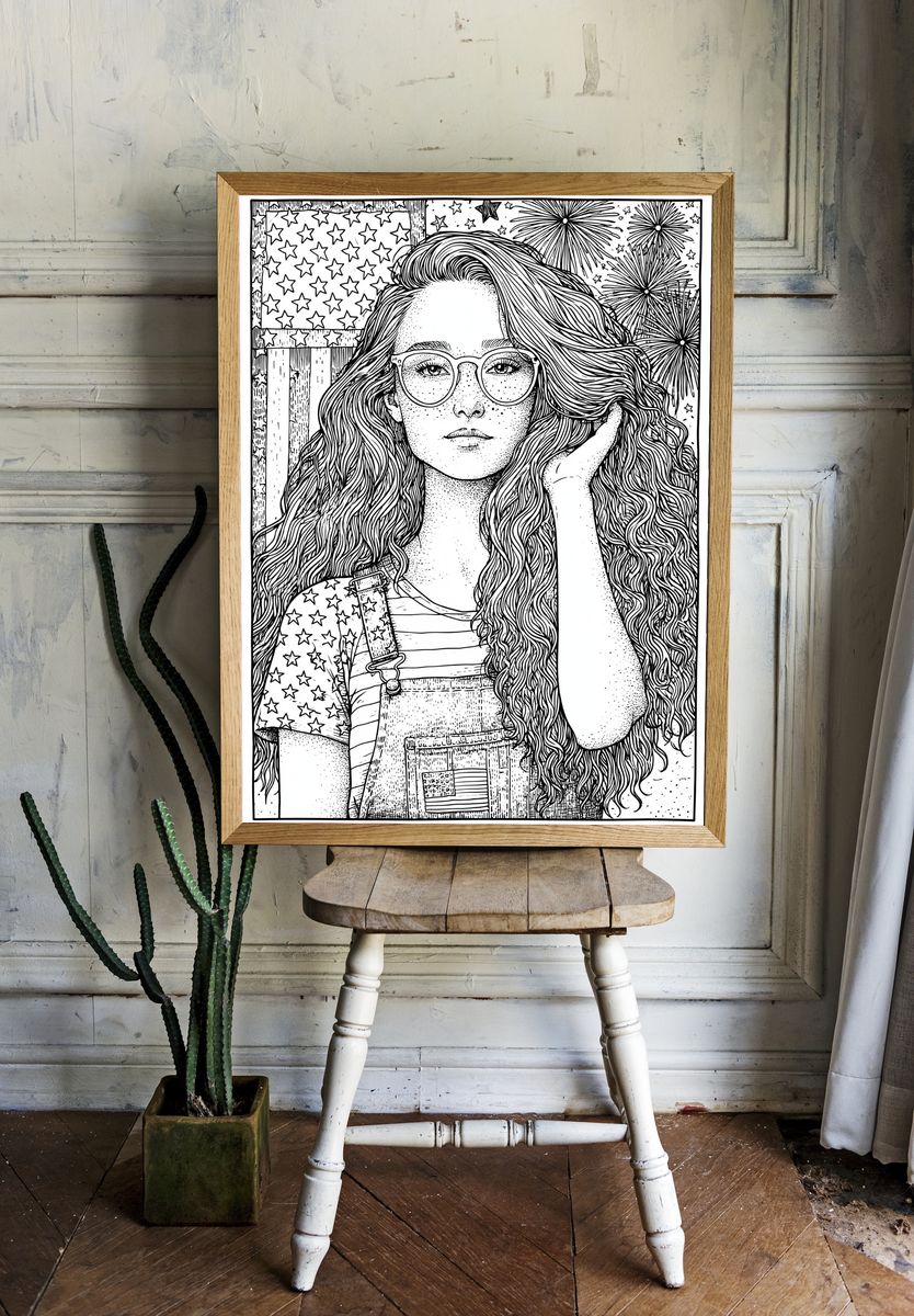 Patriotic Girl Portrait Print. — room view 1
