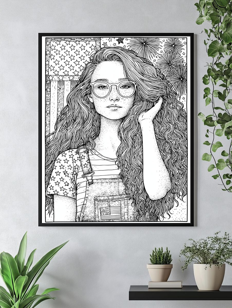 Patriotic Girl Portrait Print. — room view 4