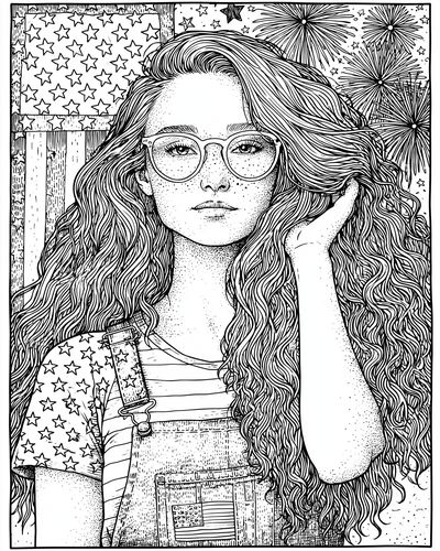 Patriotic Girl Portrait Print.