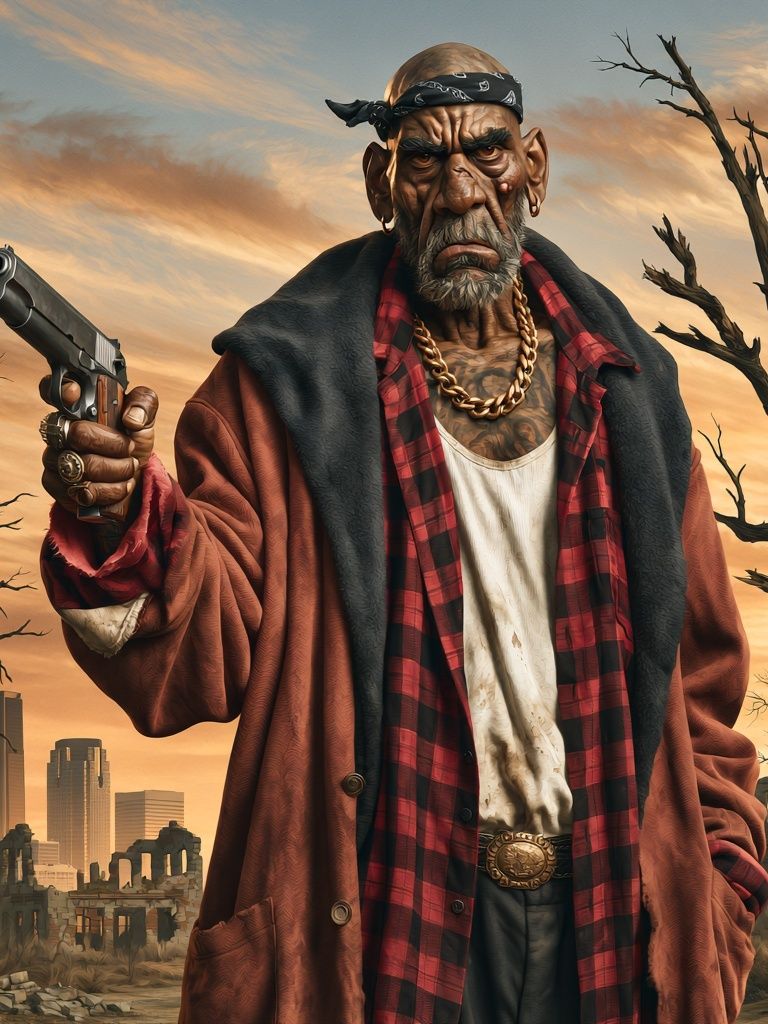 Post-Apocalyptic Gangster Illustration Poster. poster — illustration art