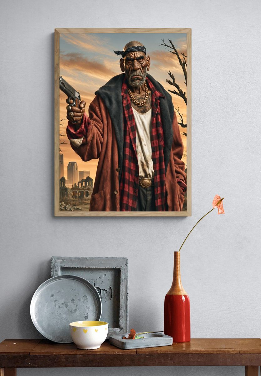 Post-Apocalyptic Gangster Illustration Poster. — room view 3