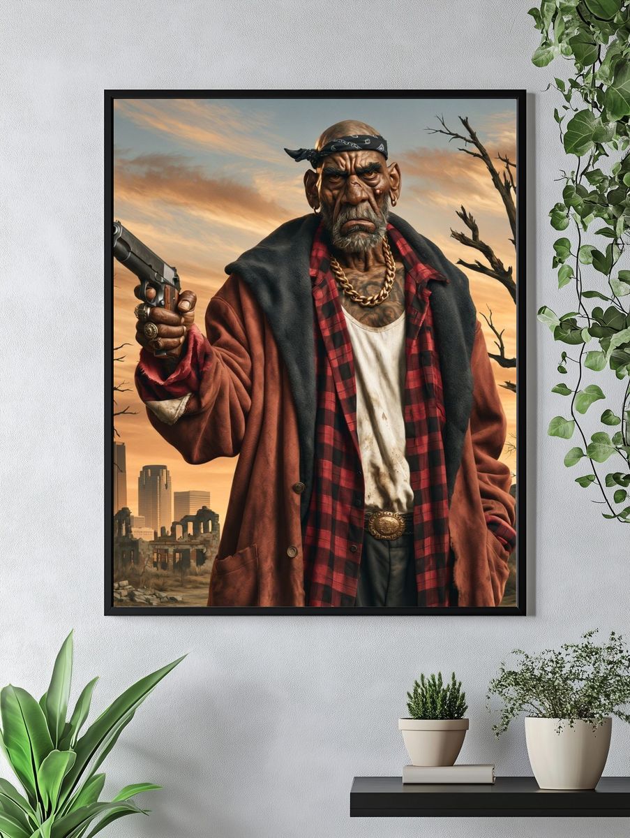 Post-Apocalyptic Gangster Illustration Poster. — room view 4