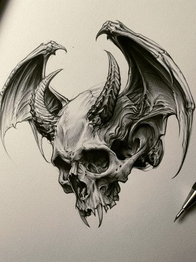 Demonic Skull Sketch Poster. poster