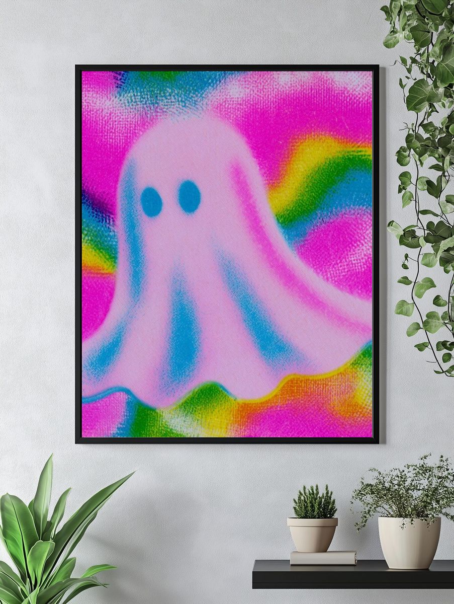 Rainbow Ghost Cartoon Poster. — room view 4