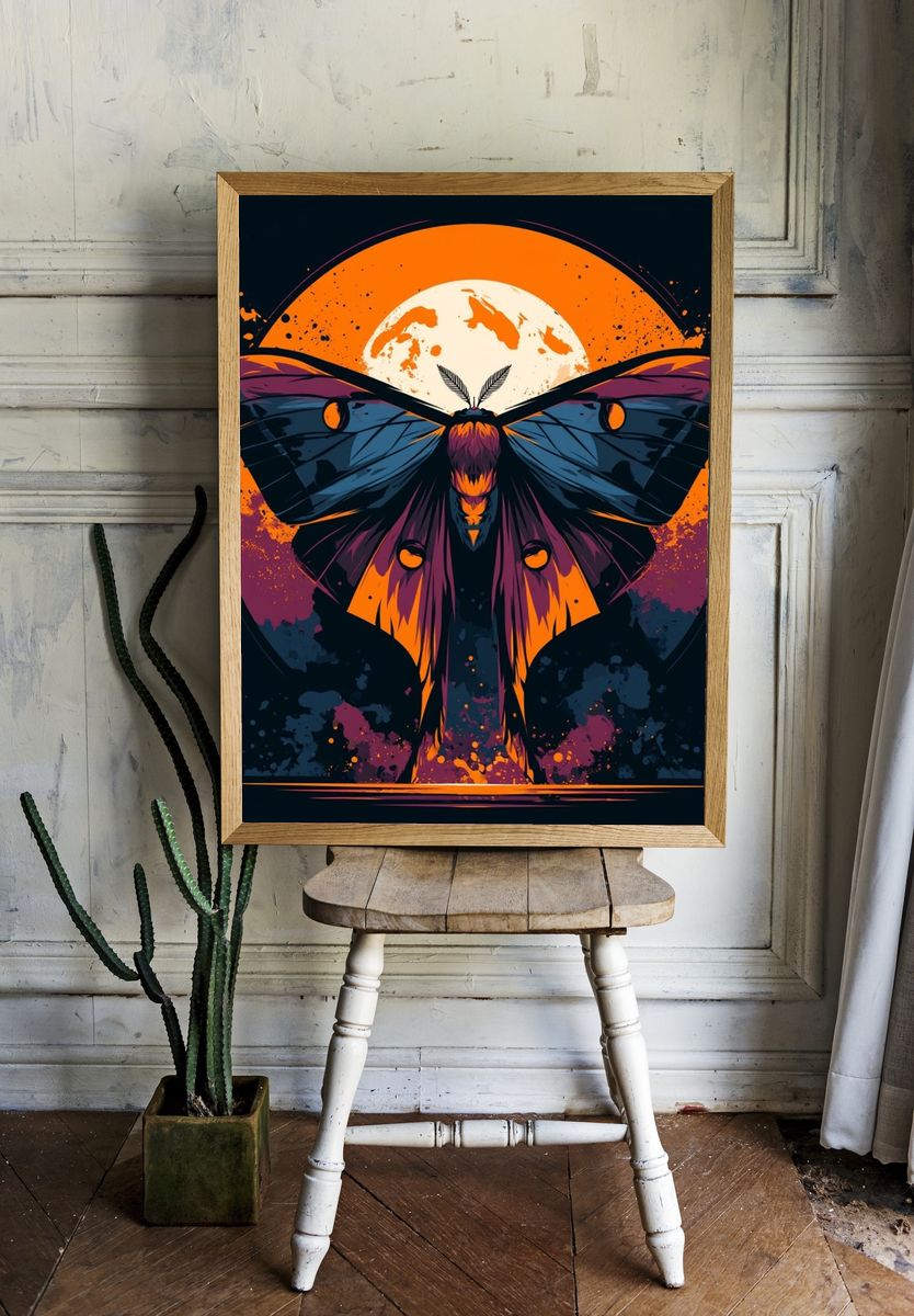 Moon Moth Digital Art Poster. — room view 1