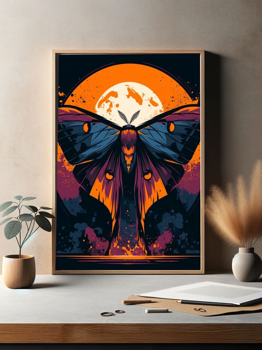 Moon Moth Digital Art Poster. — room view 2