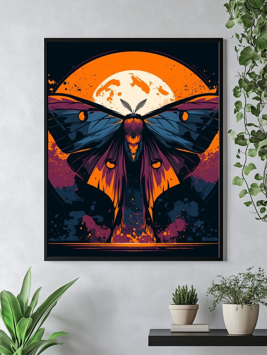 Moon Moth Digital Art Poster. — room view 4