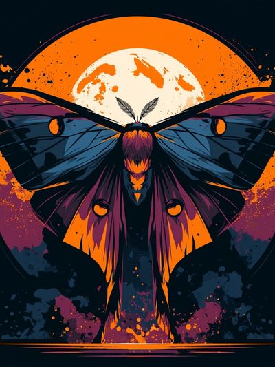 Moon Moth Digital Art Poster.