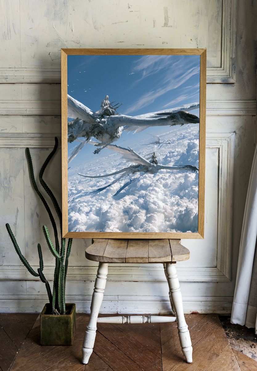 Sky Riders Fantasy Illustration Poster. — room view 1