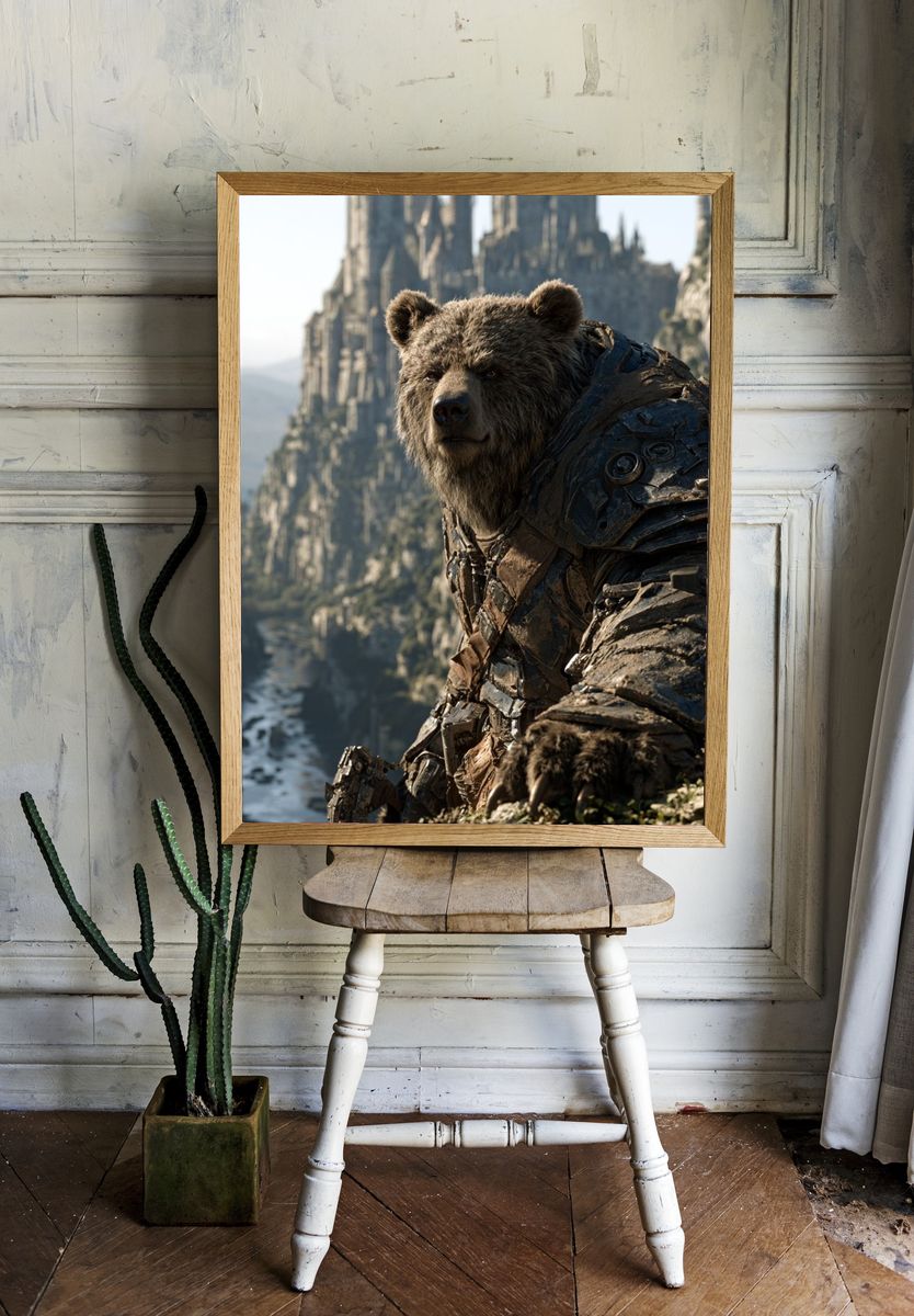 Armored Bear Fantasy Illustration Poster. room preview