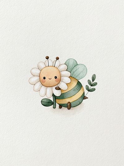 Cute Bee Watercolor Print.