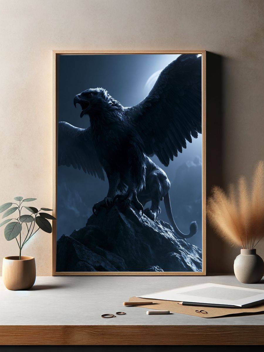 Moonlit Griffin Fantasy Poster. — room view 2