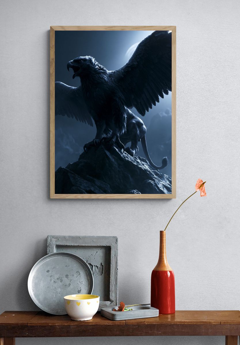 Moonlit Griffin Fantasy Poster. — room view 3