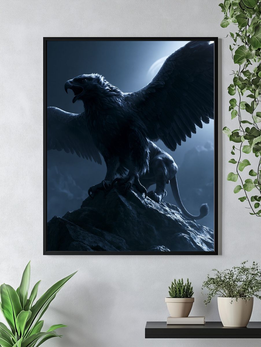 Moonlit Griffin Fantasy Poster. — room view 4