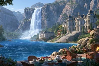 Waterfall Estate Landscape Print. poster