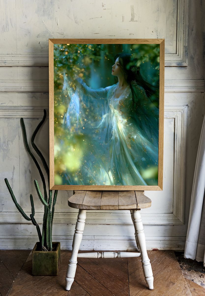 Forest Spirit Portrait Print. room preview