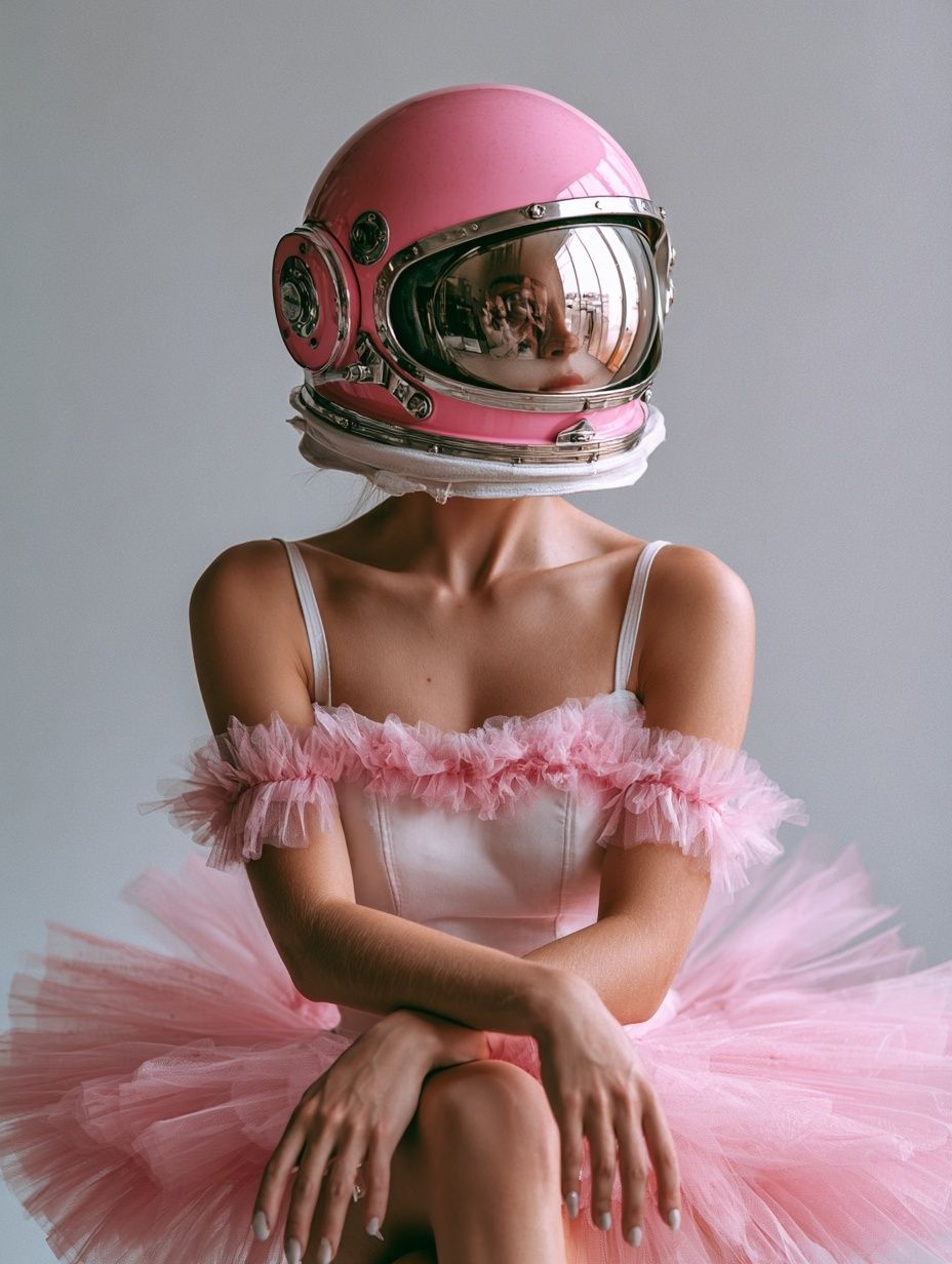 Pink Astronaut Portrait Print. poster detail