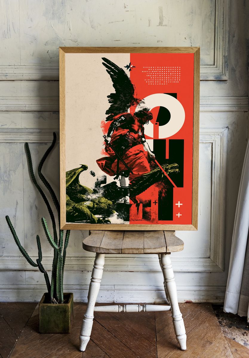 Winged Warrior Digital Art Poster. room preview